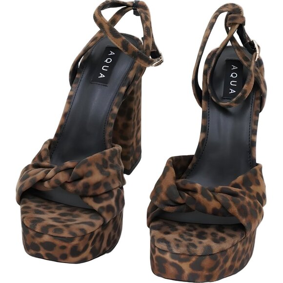 AQUA Pasha Leopard Platform Ankle Strap Sandals Women's US 9.5 - Picture 5 of 6